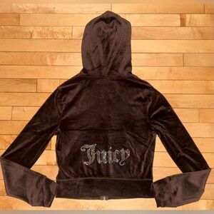 NEW! NWT JUICY COUTURE Velour OG Bling Zip Up Hoodie in Brown Sugar Size S